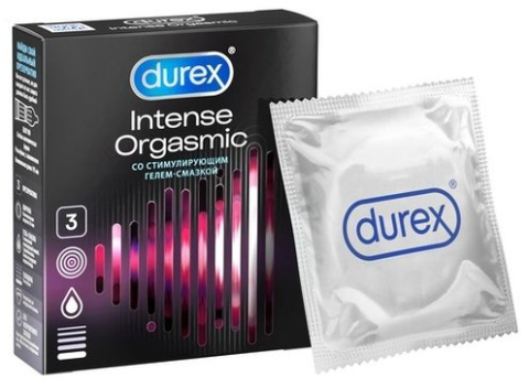 Дюрекс (Durex) Презервативы Intense Orgasmic с ребристой и точечной структурой, 3 шт.