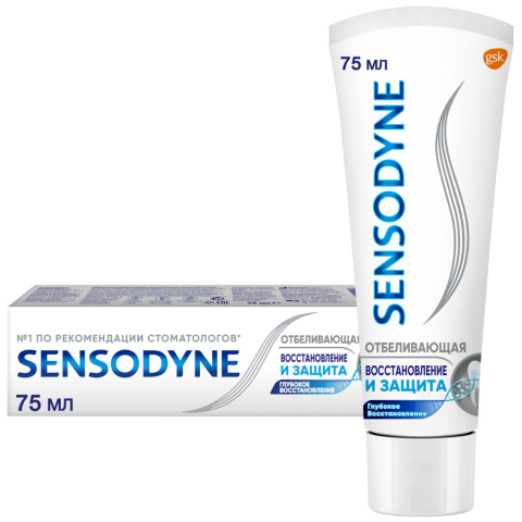 Sensodyne зубная паста восстановление защита отбеливающая, 75мл