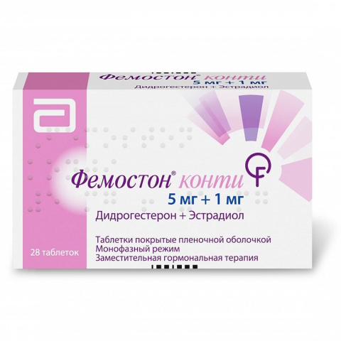 Фемостон конти 5мг+1мг таблетки, покрытые пленочной оболочкой, 28 шт.