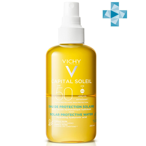 Виши Капитал Солей Солнцезащитный двухфазный спрей увлажняющий SPF 50, 200 мл