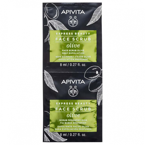 Apivita Интенсивный скраб-эксфолиант 8 мл для лица с Оливой саше, 2 шт.