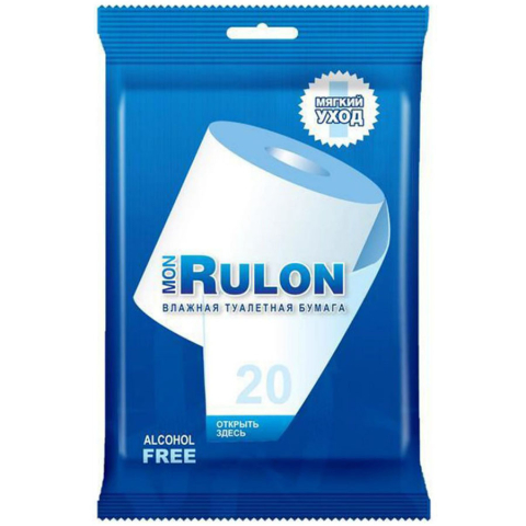 Бумага туалетная влажная mon rulon, 20 шт.